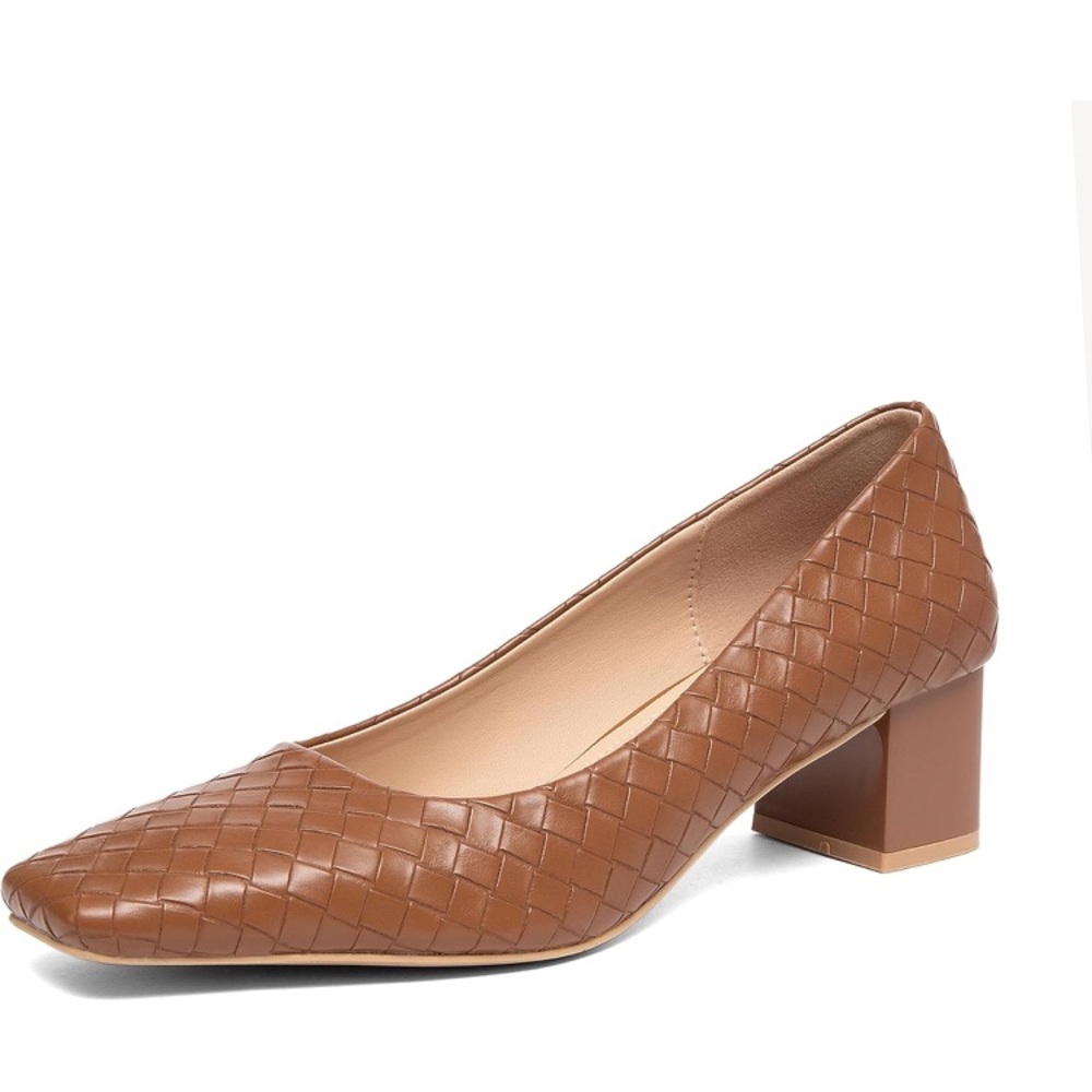 Newbella Elegant Brown Block Heel Women's Shoes size 8.5
